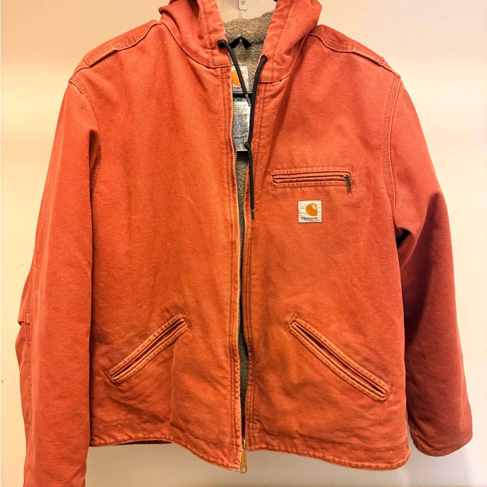 Carhartt Orange Hooded Work-Style Puffer Jacket